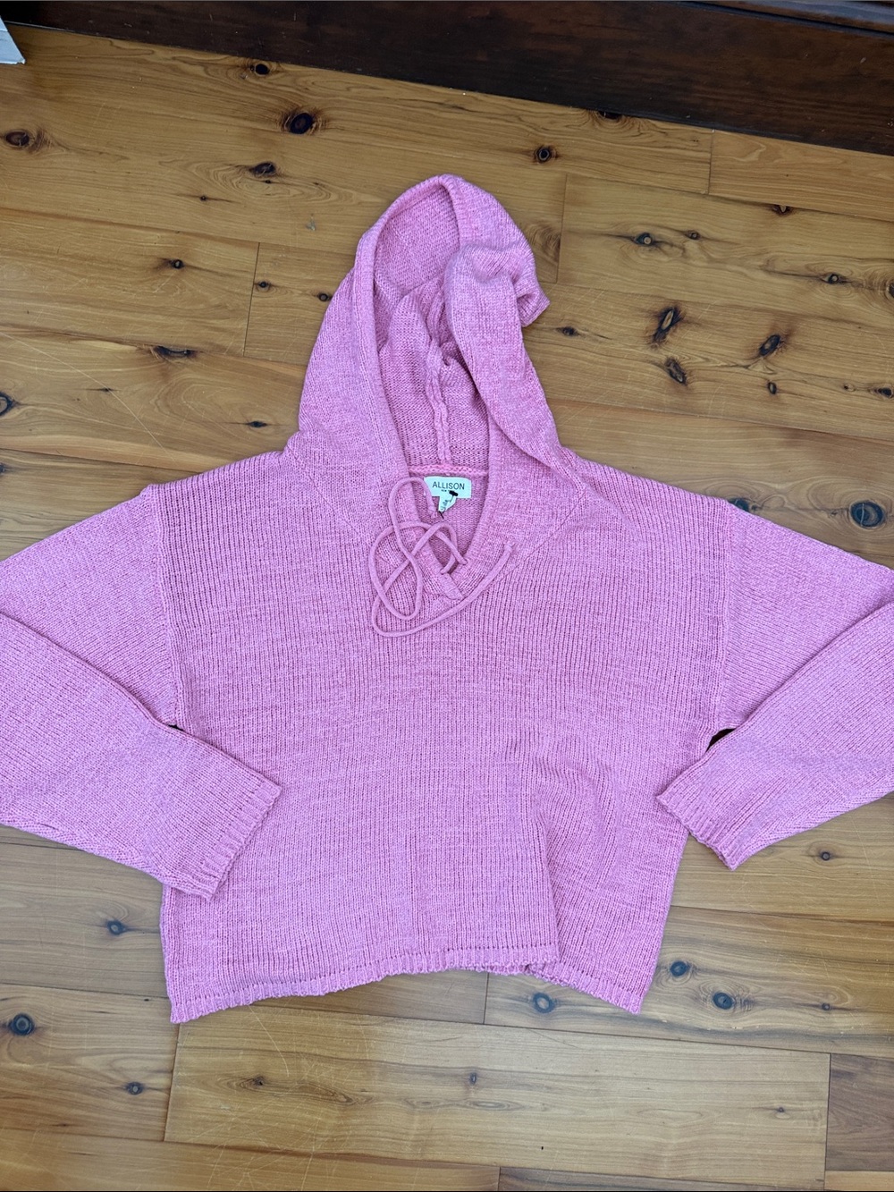 Allison Joy Pink Knit Hooded Sweater